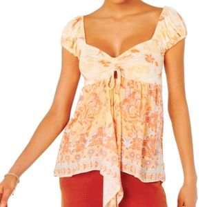 Free People Women's Top Orange Knit Babydoll